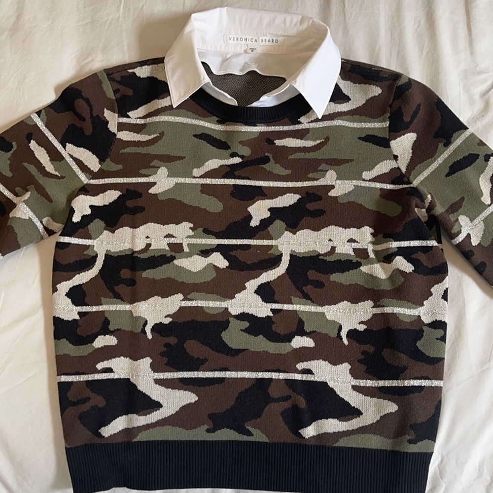 Veronica Beard cropped camo sweater